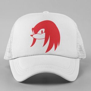 NEW Knuckles Echidna Face Head Sonic Foam Trucker Mesh Snapback Hat WHITE